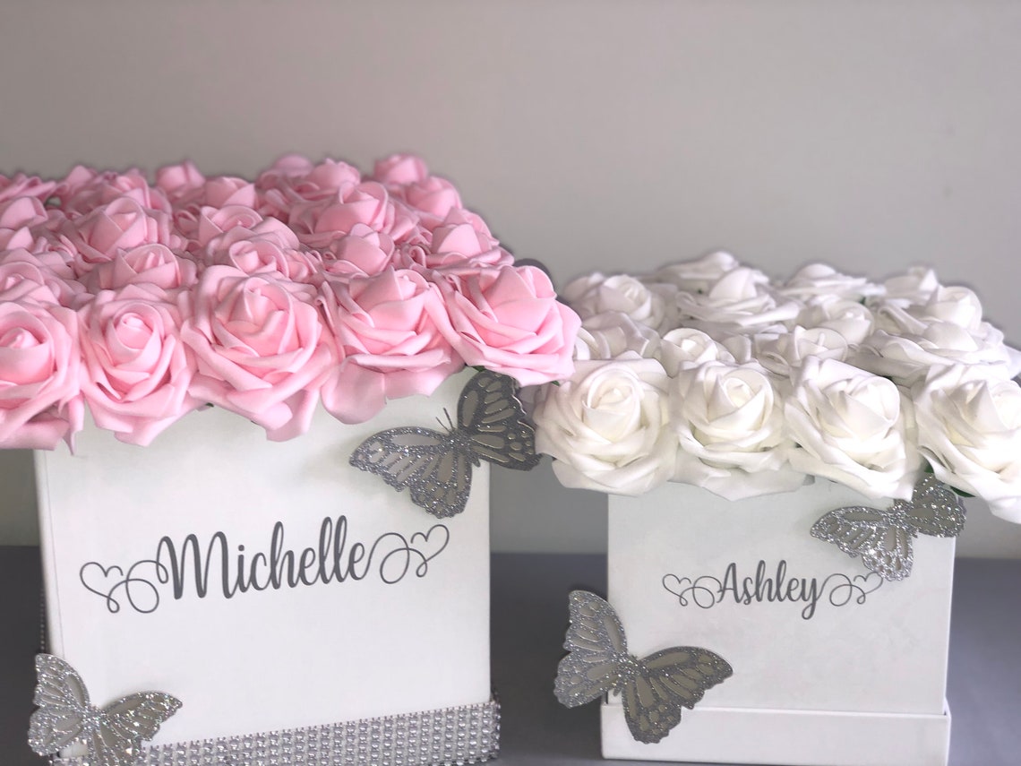 Personalized Flower Box Custom Rose Box Name on Flower Box Etsy UK