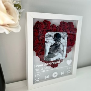 Heart Shadow Box, Paper Flowers, Couples Special Song, Wedding Song, Gift for Couple, Photo Frame, Home Room Decor, Personalized Gift