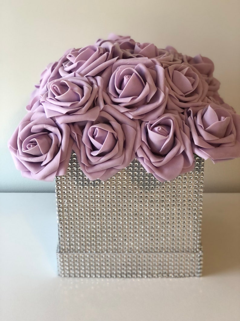 Rhinestone Flower Box, Bling Box, Rose Box, Luxury Flower Box, Glam Decor, Vanity Decor, Office Decor, Home Decor, Bling Flowers image 5