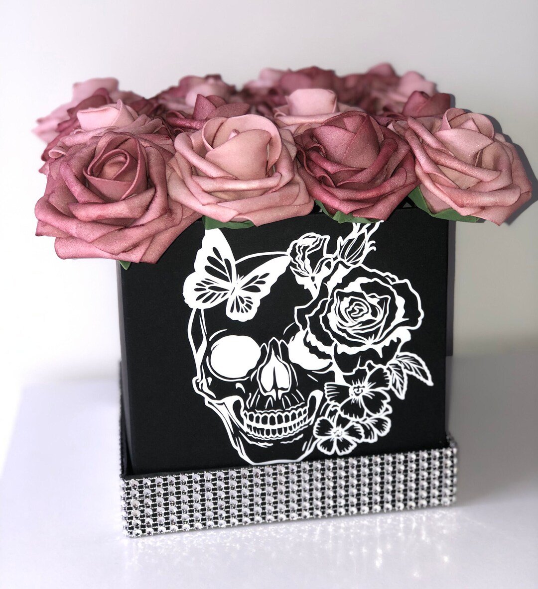 Skull Box With Roses Skull Roses Flower Box: Gothic Home Decor - Etsy