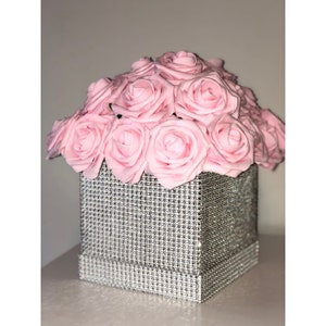 Rhinestone Flower Box, Bling Box, Rose Box, Luxury Flower Box, Glam Decor, Vanity Decor, Office Decor, Home Decor, Bling Flowers image 10