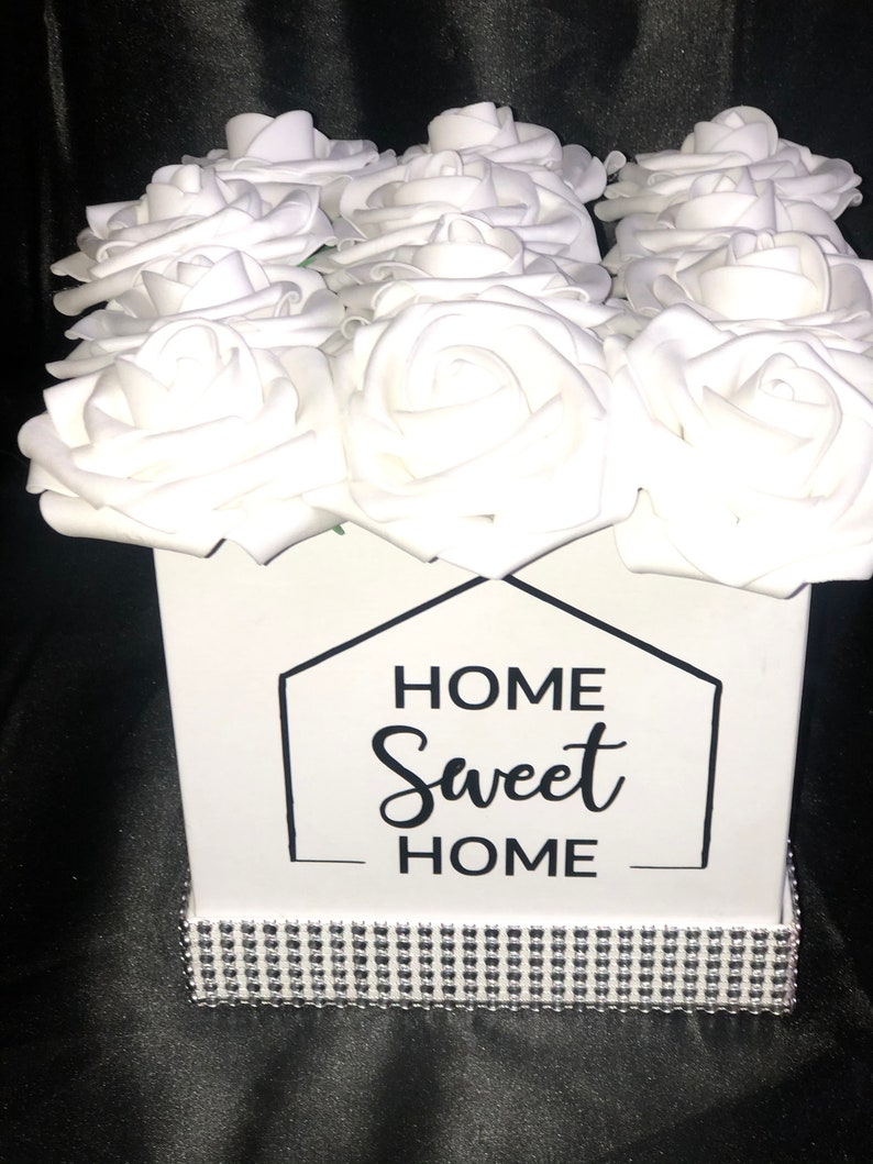 Home Sweet Home Flower Box, Home Decor, Housewarming Gift, Rose Box, Flower Box image 3