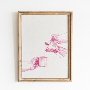 Coffee Wall Art | Coffee Breakfast | Coffee Print | Hand Drawn Coffee Breakfast | Hand Drawn Coffee Breakfast | Moka Pot