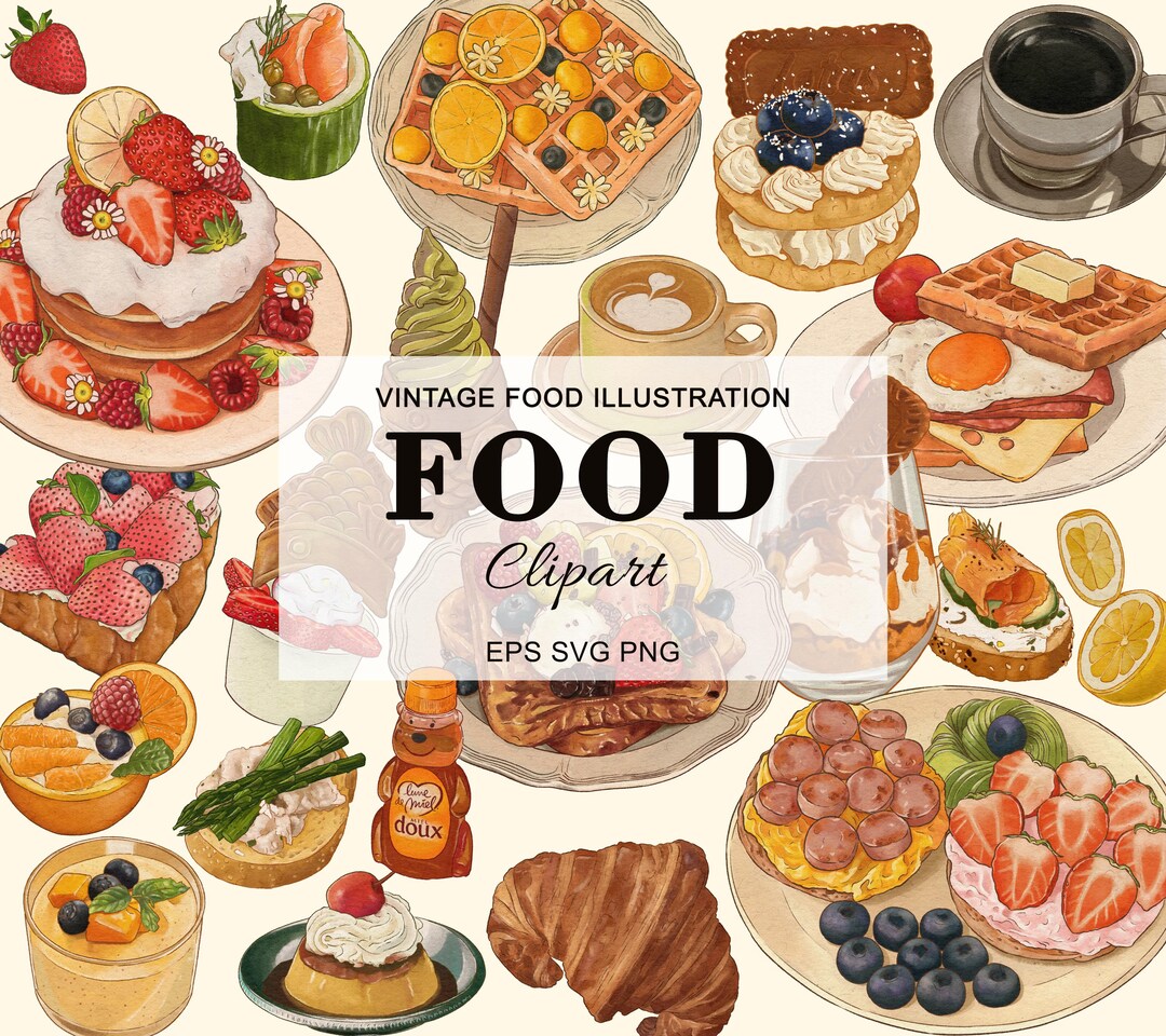 Vintage Clipart, Vintage Food Illustration, Classic Food Illustration ...