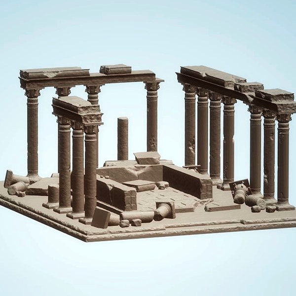 Modello di file STL 3D Rovine del tempio greco per stampa 3D, diorama, wargame
