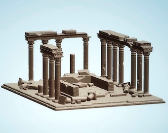 Modelo 3D STL de ruinas de un templo griego para impresión 3D, dioramas y juegos de guerra.