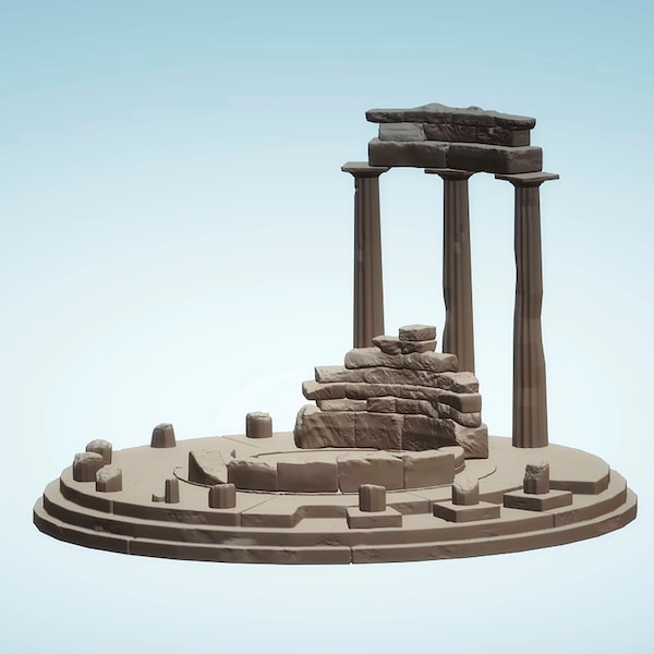 3D STL file model Greek Temple ruins for 3D Printing, diorama, wargame