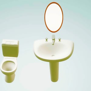 3D STL file model Interior Decor Toilet and Sink and Glass for 3D Printing Resin