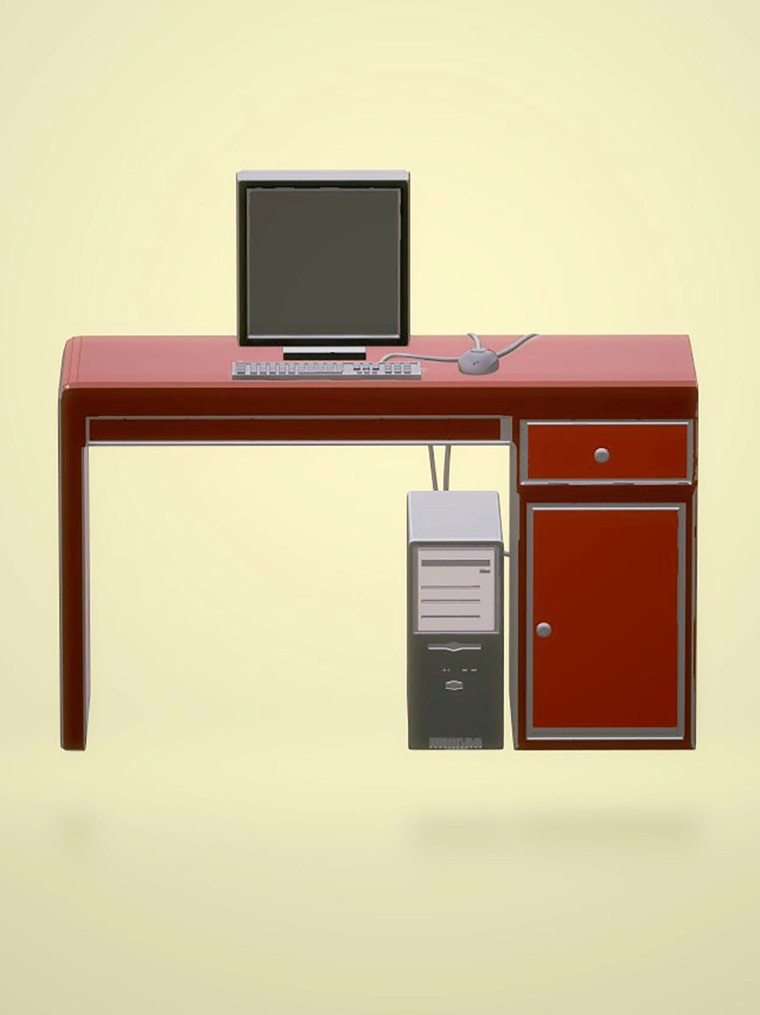 Computer Table Stl 3D STL File Model Interior Decor Computer Office Table for 3D Printing ...