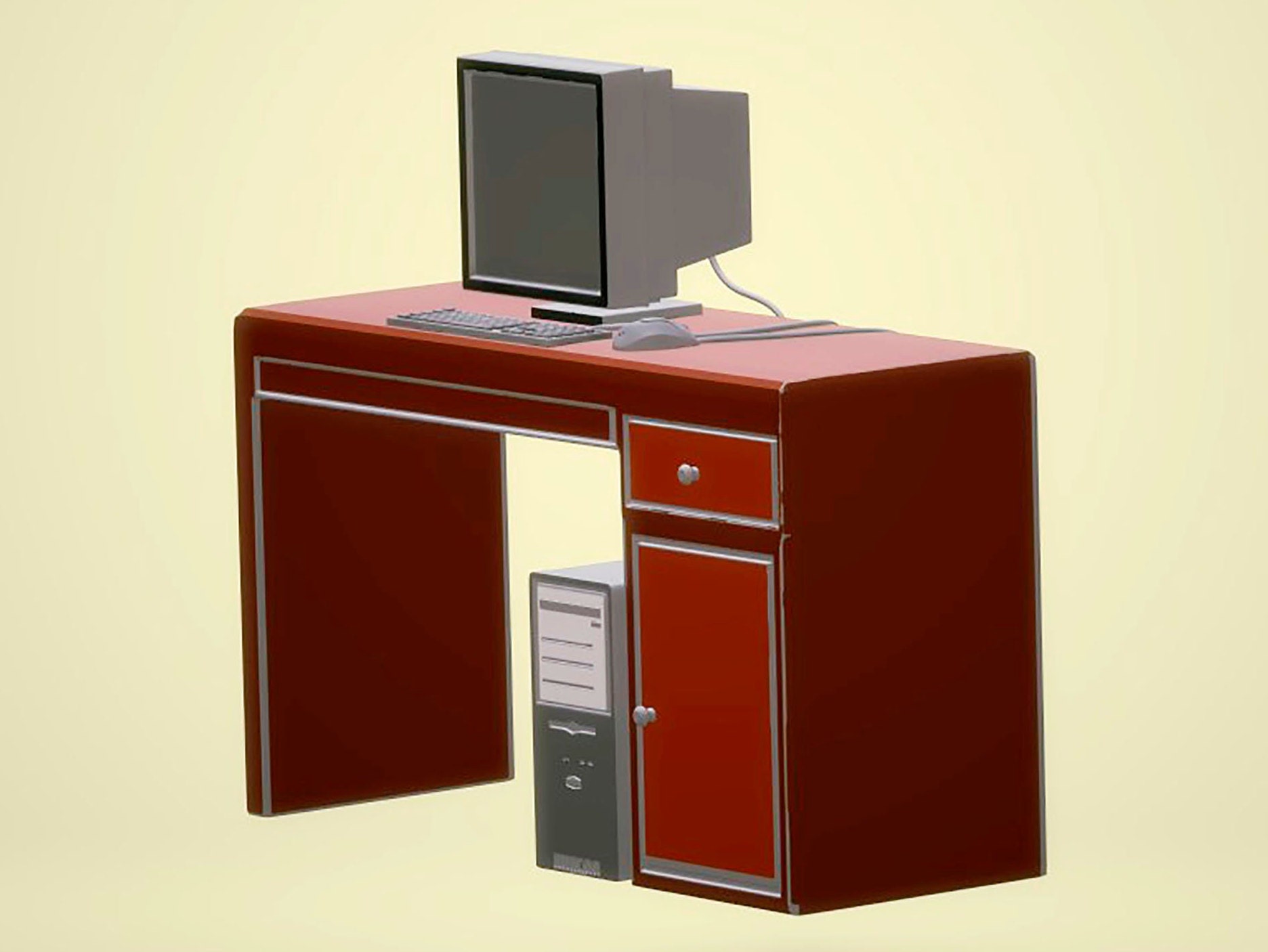 Computer Table Stl 3D STL File Model Interior Decor Computer Office Table for 3D Printing ...