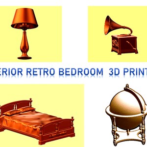 3D STL files models Interior Decor Retro Bedroom  for  3D Printing Resin