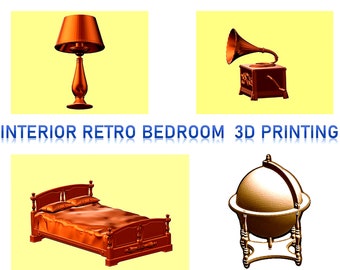 3D STL files models Interior Decor Retro Bedroom  for  3D Printing Resin