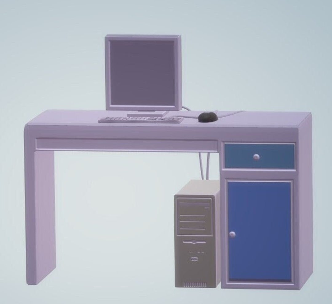 3D STL File Model Interior Decor Computer Office Table for 3D Printing ...