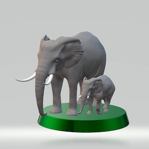 3D STL file model  Elephant  Diorama  for 3D Printer