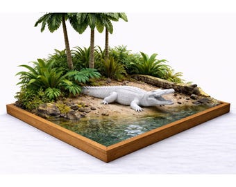 3D STL file model  Crocodile  Diorama  for 3D Printer