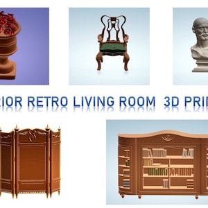3D STL files models Interior Decor Retro Living room for  3D Printing Resin