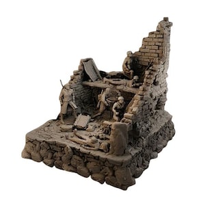 Diorama 3D STL de soldados rusos defendiendo su posición para impresión 3D