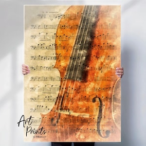 Cello Art Print – Watercolour Musical Instrument Poster – Classical Music Wall Art – String Instrument Illustration – Canvas or Print Option
