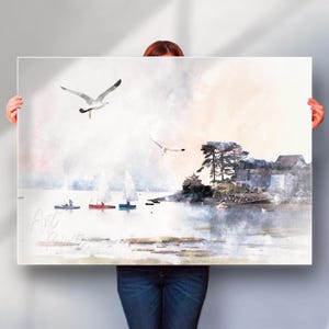Porthmadog North Wales Watercolour Art Print, Coastal Harbour Wall Decor, Welsh Seaside Gift, Canvas or Print Option