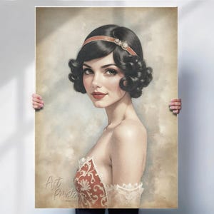 1920s Flapper Girl Print | Art Deco Watercolour Style Wall Art | Roaring Twenties Glamour Poster | Canvas or Print Option