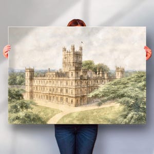 Highclere Castle Watercolour Art Print, Downton Abbey Poster, British Heritage Wall Decor, Canvas or Print Option