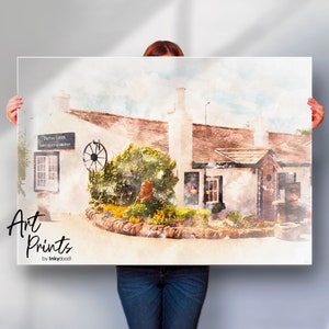 Gretna Green Blacksmith Shop Watercolour Art Print – Scottish Landmark Wall Art – Romantic Elopement Souvenir – Available as Print or Canvas