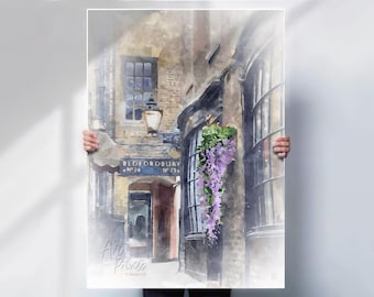Covent Garden Print: Goodwin's Court, London Watercolour Art