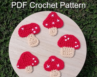 Five Mushroom Appliques *Crochet Pattern Only*