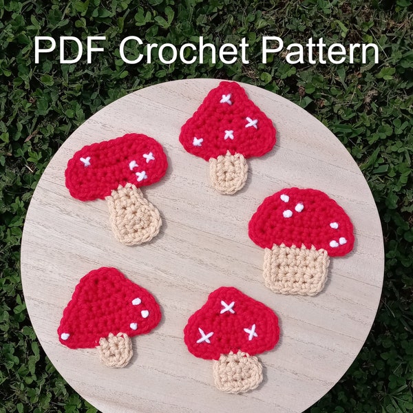 Five Mushroom Appliques *Crochet Pattern Only*