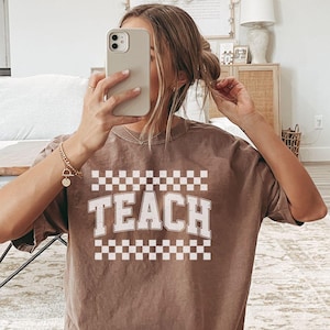 Comfort Colors® Teach Shirt, Cute Teacher Shirt, Back to School Shirt, Elementary School Teacher Tee, Retro Teacher Shirt, Cute Teacher Tee