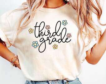 Third Grade Teacher Shirt, Floral 3rd Grade Shirt, 3rd Grade Teacher Team Shirts, Retro Teacher Shirt, 3rd Grade Shirt, Back to School Tee