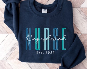 Personalized Registered Nurse Sweatshirt, RN Sweatshirt, Custom Nurse Gift, RN Nurse Gift, Nurse Est Crewneck, Nurse Graduation Gift