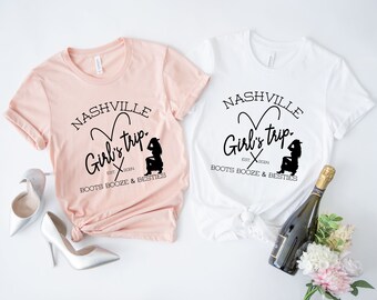 Nashville Girl Trip Shirt: Boots Booze Besties Bachelorette Tee