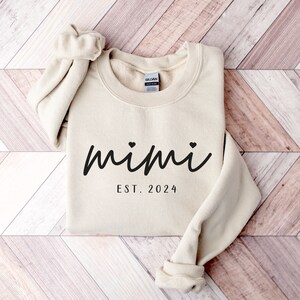 MIMI Sweatshirt, Mimi Shirt, Personalized Mimi Sweatshirt, Mother&#39;s Day Shirt, Pregnancy Announcement, Mimi Est Sweatshirt, Gift for Mimi