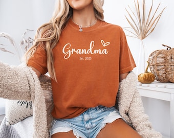 Custom Comfort Colors® Grandma Shirt, Mothers Day Gift, Gift for Grandmother, Nana Tee, Grandma Est Date Tshirt, Mommy Shirt, Mimi Shirt