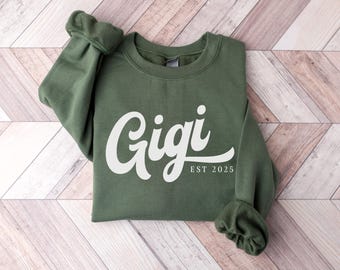 Custom Gigi Sweatshirt, Gigi Sweater, With Kids Name On Sleeve, Personalized Gigi Sweater, Custom Grandma Gift, Gigi Gift, Custom Gigi Gift