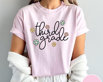Third Grade Teacher Shirt, Floral 3rd Grade Shirt, 3rd Grade Teacher Team Shirts, Retro Teacher Shirt, 3rd Grade Shirt, Back to School Tee