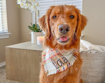 Fall Flannel Dog Bandana with Snaps