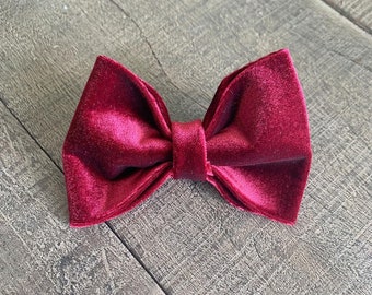 Red Velvet over the collar dog bow tie