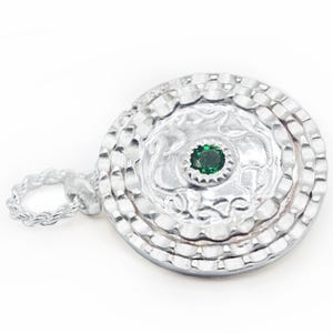 Silver Emerald Skyrim Necklace: Handmade Fine Silver Pendant, Elder Scrolls Cosplay