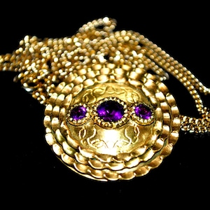 24k Gold Amethyst Skyrim Necklace: Handmade Elder Scrolls Jewelry