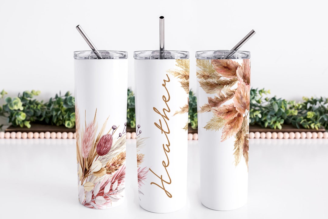Boho Floral Add Your Own Text 20 Oz Skinny Tumbler Sublimation Design ...