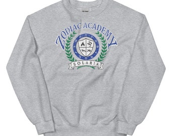 Bluza z okrągłym dekoltem Zodiac Academy Emblem to idealny prezent książkowy dla każdego miłośnika fantasy i romansów