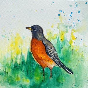 Aquarell Rotkehlchen Wall Art, Malerei von Rotkehlchen