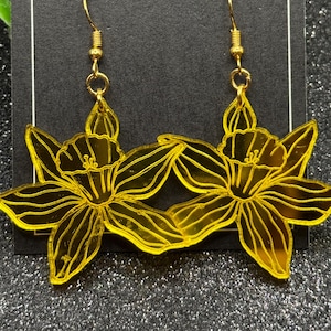 Yellow mirrored daffodil earrings