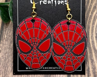Spider man acrylic earrings