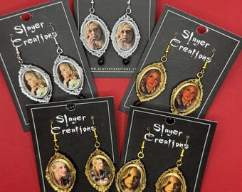 Caroline Forbes upcycled framed earrings