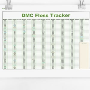DMC Floss Inventory Tracker has 733 Color Numbers is Printable and Editable Digital Product (Landscape Page Layout) (only 2 pages)