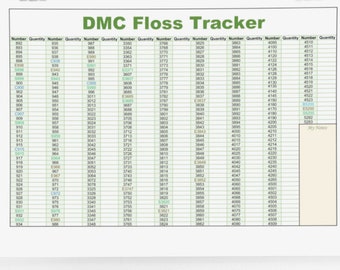 DMC Floss Inventory Tracker: 733 kleuren (afdrukbaar en bewerkbaar)
