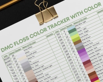 Dmc Floss Color Chart With Names and Numbers - Etsy